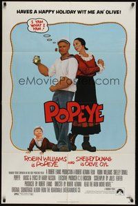 6p690 POPEYE 1sh '80 Robert Altman, Robin Williams & Shelley Duvall as E.C. Segar's characters!