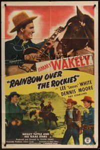 6p713 RAINBOW OVER THE ROCKIES 1sh '46 cowboy Jimmy Wakely with guitar, Lee 'Lasses' White!