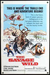 6p762 SAVAGE WILD 1sh '70 Yukon animal violence, Gordon Eastman, AIP!