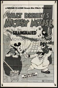 6p778 SHANGHAIED 1sh R74 cool art of Mickey Mouse dueling Pegleg Pete w/swordfish!