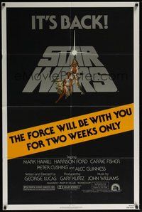 6p826 STAR WARS 1sh R81 George Lucas classic sci-fi epic, for two weeks only!