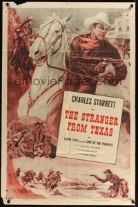 6p841 CHARLES STARRETT 1sh '53 The Durango Kid & Smiley Burnette in Stranger From Texas