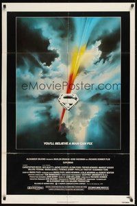 6p854 SUPERMAN 1sh '78 comic book hero Christopher Reeve, Bob Peak art!