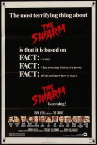 6p858 SWARM fact 1sh '78 directed by Irwin Allen, Michael Caine, Katharine Ross, killer bee attack!