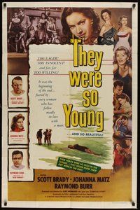 6p883 THEY WERE SO YOUNG 1sh '55 Scott Brady, Raymond Burr, bad teenagers far too willing!