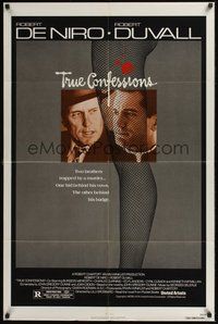 6p919 TRUE CONFESSIONS 1sh '81 priest Robert De Niro, detective Robert Duvall & sexy leg!