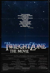 6p924 TWILIGHT ZONE 1sh '83 Joe Dante, Steven Spielberg, John Landis, from Rod Serling TV series!