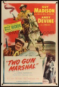 6p927 WILD BILL HICKOK style B stock 1sh '53 Andy Devine, Guy Madison as Wild Bill, Two Gun Marshal!