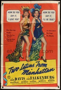 6p929 TWO LATINS FROM MANHATTAN 1sh '41 Joan Davis & Jinx Falkenburg in South American outfits!