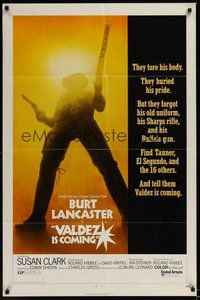6p942 VALDEZ IS COMING 1sh '71 Burt Lancaster, written by Elmore Leonard, cool gunslinger image!