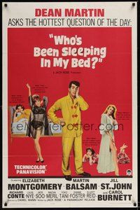 6p972 WHO'S BEEN SLEEPING IN MY BED 1sh '63 Dean Martin in pajamas with four sexy babes!
