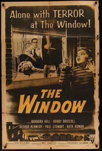 6p979 WINDOW style A 1sh R54 Bobby Driscoll is alone with terror at the window!