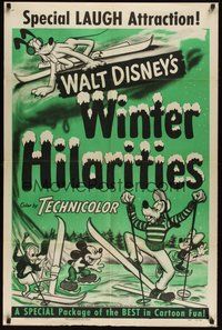 6p981 WINTER HILARITIES 1sh '53 Donald Duck, Goofy, Mickey Mouse, Minnie Mouse!