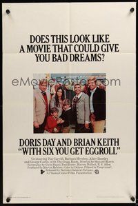 6p984 WITH SIX YOU GET EGGROLL 1sh '68 Doris Day, Brian Keith, Pat Carroll, Barbara Hershey!