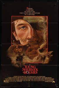 6p994 YOUNG SHERLOCK HOLMES 1sh '85 Steven Spielberg, Nicholas Rowe, really cool detective art!