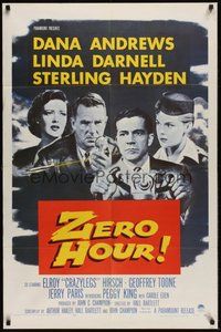 6p997 ZERO HOUR 1sh '57 Dana Andrews, Linda Darnell, Sterling Hayden, parodied in Airplane!
