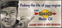 6r025 SUNOCO MOTOR OIL billboard poster '43 prolong the life of your engine, leading choice of auto engineers!