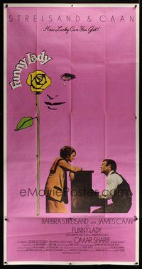 6r041 FUNNY LADY int'l 3sh '75 Barbra Streisand watches James Caan play piano!
