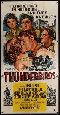 6r053 THUNDERBIRDS 3sh '52 John Derek & John Barrymore had nothing to lose but their lives!