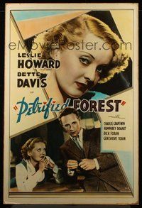 6r180 PETRIFIED FOREST Meloy Bros 40x60 '36 Bette Davis headshot close up & with Leslie Howard!