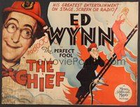 6r072 CHIEF 1/2sh '33 great photo & art of wacky fireman Ed Wynn, the perfect fool!