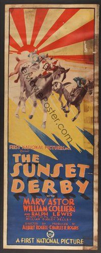 6r112 SUNSET DERBY insert '27 Mary Astor, great colorful horse racing artwork!