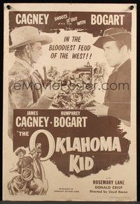 6r195 OKLAHOMA KID 1sh R56 James Cagney & Humphrey Bogart in the bloodiest feud of the West!