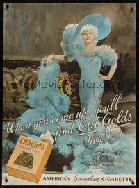6r186 OLD GOLD CIGARETTES linen special 31x42 poster '34 incredible full-length art of Mae West!