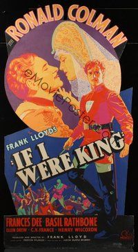 6r005 IF I WERE KING standee '38 wonderful colorful art of Ronald Colman & Frances Dee!