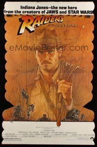 6r012 RAIDERS OF THE LOST ARK standee '81 great art of adventurer Harrison Ford by Richard Amsel!