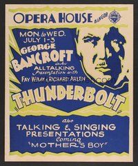 6r124 THUNDERBOLT local theatre jumbo WC '29 cool close-up artwork of George Bancroft!