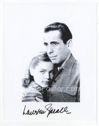 6s328 LAUREN BACALL signed 8x10 REPRO still '60s wonderful portrait with Humphrey Bogart!