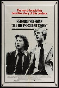 6s021 ALL THE PRESIDENT'S MEN signed 1sh '76 by Jason Robards, close up of Hoffman & Redford!