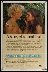 6s023 BLUE LAGOON signed 1sh '80 by Christopher Atkins, who's close up with Brooke Shields!