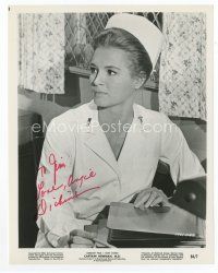 6s121 ANGIE DICKINSON signed 8x10 still '64 in sexy nurse uniform from Captain Newman, M.D.!