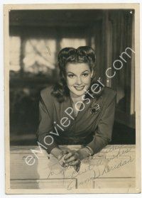 6s122 ANN SHERIDAN signed deluxe 5x7 still '40s smiling close up leaning over Dutch door!