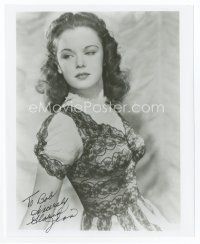 6s297 GLORIA JEAN signed 8x10 REPRO still '90 waist-high portrait in cool lacy dress!