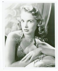 6s310 JANET LEIGH signed 8x10 REPRO still '90 sexy head & shoulders portrait in low-cut dress!