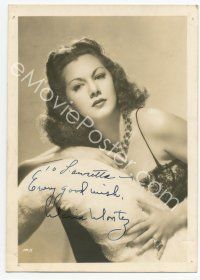 6s200 MARIA MONTEZ signed deluxe 5x7 still '40s leaning over chair in sexy dress & much jewelry!