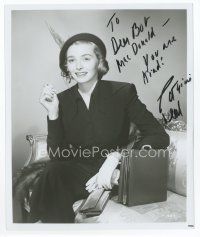 6s355 PATRICIA NEAL signed 8x10 REPRO still '90 close up seated portrait holding cigarette!