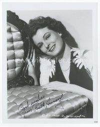 6s366 RUTH HUSSEY signed 8x10 REPRO still '90 close up smiling portrait sitting next to chair!