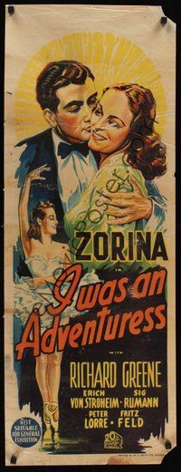 6t172 I WAS AN ADVENTURESS long Aust daybill '40 cool different art of Vera Zorina, Richard Greene!