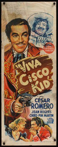 6t180 VIVA CISCO KID long Aust daybill '40 artwork of Cesar Romero, Jean Rogers!