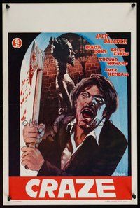 6t641 CRAZE Belgian '73 artwork of crazy Jack Palance w/bloody axe!