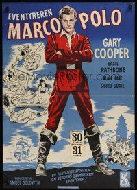 6t462 ADVENTURES OF MARCO POLO Danish R49 Gary Cooper, Basil Rathbone, Wenzel art!
