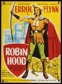 6t463 ADVENTURES OF ROBIN HOOD Danish R50s different art of Errol Flynn as Robin Hood!