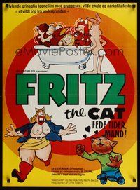 6t504 FRITZ THE CAT Danish '72 Ralph Bakshi sex cartoon, wacky sex artwork!