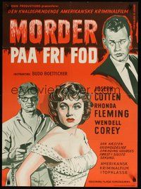 6t523 KILLER IS LOOSE Danish '56 Budd Boetticher, Wenzel art of Joseph Cotten & Rhonda Fleming!