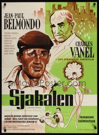 6t538 MAGNET OF DOOM Danish '63 cool art of Jean-Paul Belmondo, Charles Vanel!