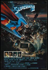 6t041 SUPERMAN II English 1sh '81 Christopher Reeve, Terence Stamp, great Gouzee art over NYC!